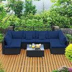 Tangkula 7-Piece Patio Furniture Set, Outdoor Sectional Wicker Sofa by TANGKULA