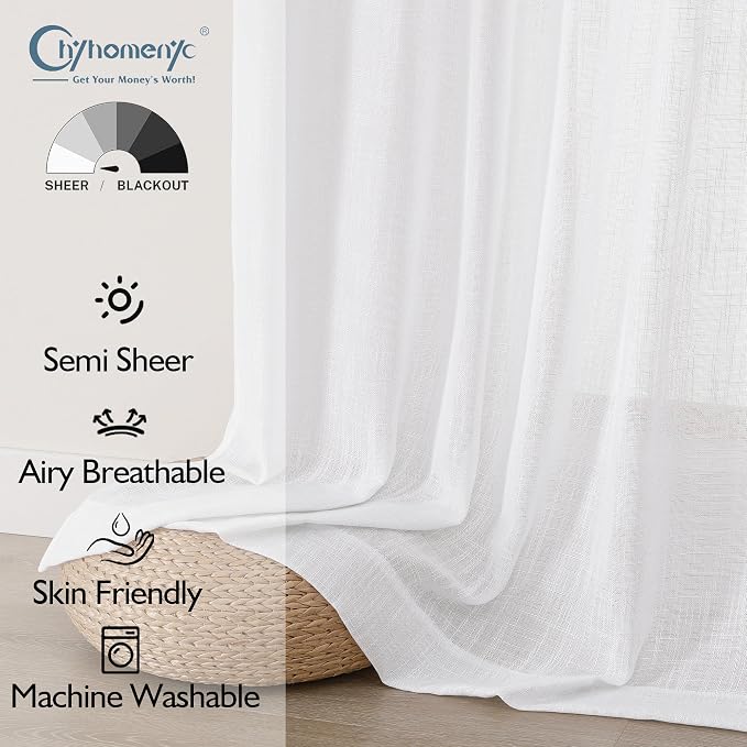 Chyhomenyc Semi Sheer Curtains 84 Inches Long 2 Panels Set, Light Filtering - Image 2