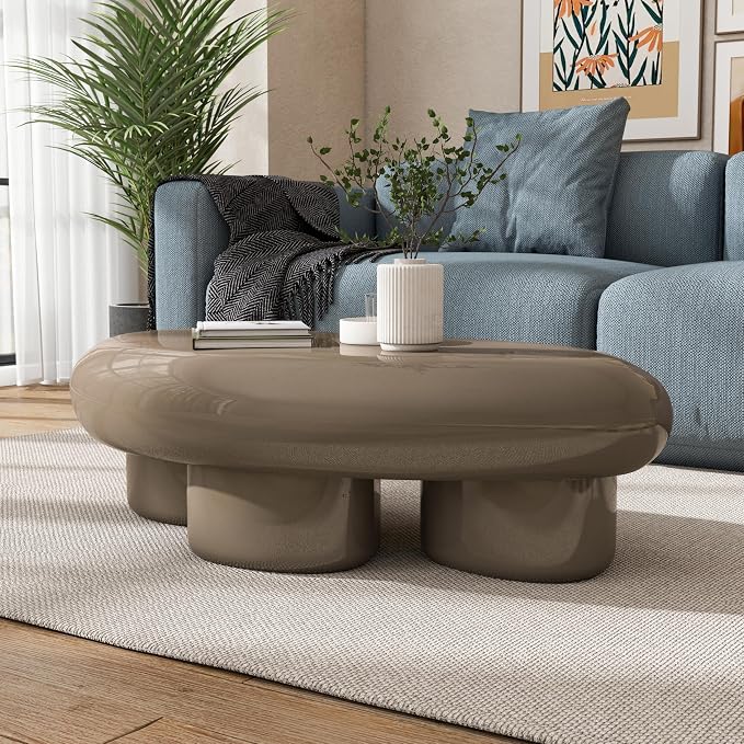 24/7 Shop at Home Kavren Modern 37-inch Oval Glossy Low Profile Coffee Table - Image 3
