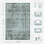 6x9 Area Rugs - Washable Vintage Retro Living Room Rug, Soft Ultra Thin Non - Image 2