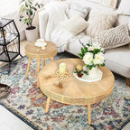 RUSTOWN 2-Piece Farmhouse Coffee Table, Modern Rustic Sofa Side Tea Tables - Image 2