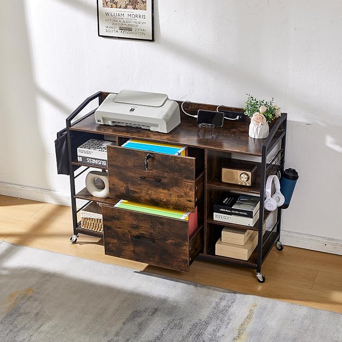 45" File Cabinet for Home Office, Mobile Office Storage Cabinet - Image 7