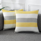 AmHoo Pack of 2 Farmhouse Stripe Check Throw Pillow Covers Set Case Cotton by AmHootextile