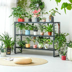HCHQHS Bookshelf, 3-Tier Industrial Bookcase, Freestanding Horizontal - Image 8