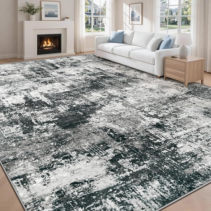 8x10 Area Rugs Washable Rug: Abstract Neutral Rugs Modern Non Slip Area Rug by MXSANYOORUG