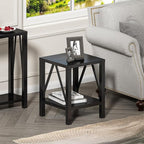 Treocho Farmhouse End Table Set of 2, Rustic Vintage Nightstand Side Table - Image 2