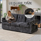 Convertible Sleeper Sofa Bed, 63 Inch Chenille Pull Out Couch - Image 6