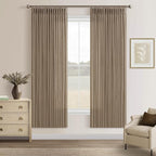 Pinch Pleated Linen Light Filtering Taupe Latte Curtains 72 Inches Length | 72 by Twodrapes