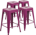 Flash Furniture Kai Commercial Grade 4 Pack 24" High Backless Purple by FlashFurniture