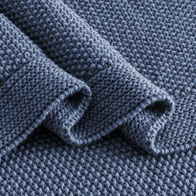 CozeCube Dusty Blue Seed Stitch Throw Blanket 50"x60", Farmhouse Decor | Blanket - Image 8