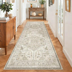 Madane Hallway Runner 3x8, Kitchen Rugs Washable Entry Rug, Ivory/Brown | - Image 3