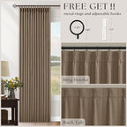 Latte 80 Inch Pinch Pleated Linen Blackout Curtains - Image 7