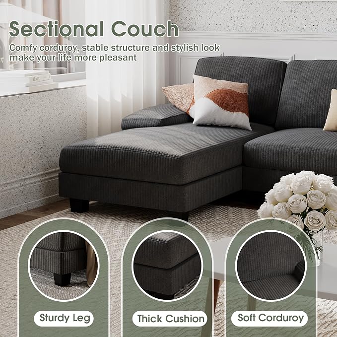 Furniwell Convertible Sectional Sofa Couch, 4 Seat Sofa Set - Image 4