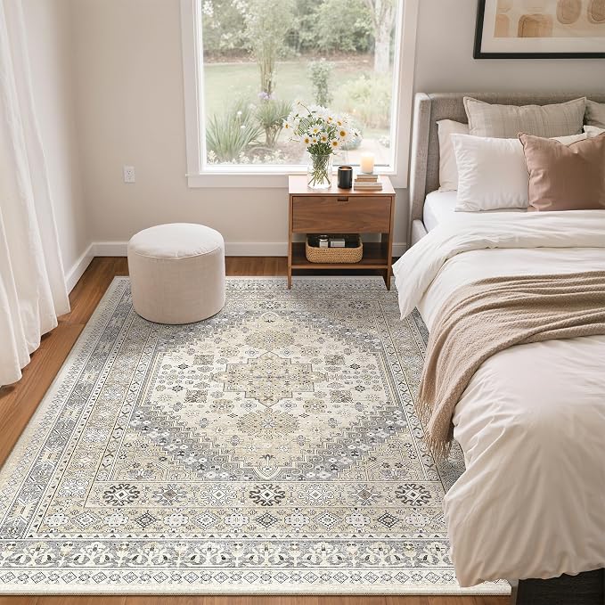 3x5 Rug for Entryway, Washable Area Rug, Living Room, Dining Room, Vintage Rug - Image 8
