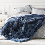 Bedsure GentleSoft Fluffy Tie Dye Navy Blue Blankets Queen Size - Image 5