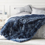 Bedsure GentleSoft Fluffy Tie Dye Navy Blue King Size Blanket - Image 5