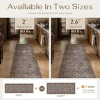 2'6''x12' Brown Blue Vintage Floral Washable Runner Rug - Image 9