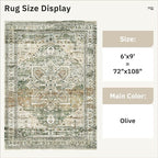 Soalmost 6x9 Area Rug for Living Room Washable Rugs Non-Slip Olive Beige | - Image 3