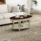 LKTART Oval Coffee Tables for Living Room, Round Vintage Coffee Table - Image 5