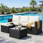 SUNLEI 3 Piece Patio Furniture Set, Outdoor PE Rattan Sectional Sofa Set by SUNLEI