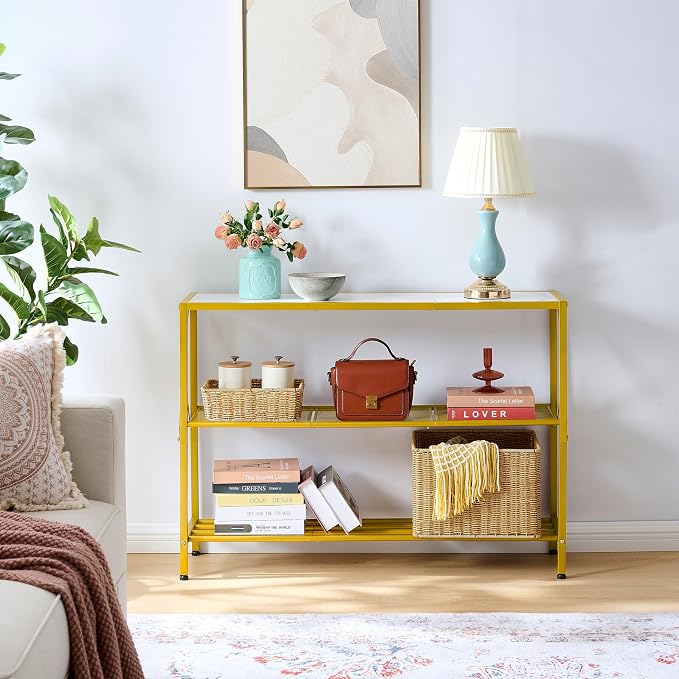 Hoctieon Gold Console Table, 3 Tier Entryway Table - Image 8