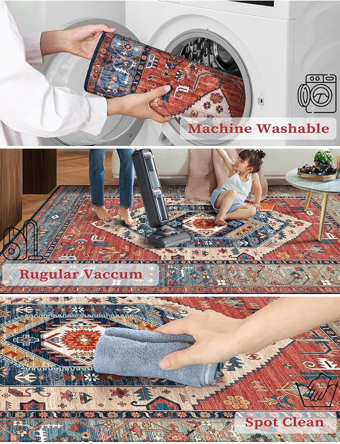 SERISSA 2'6"x8' Washable Non Slip Boho Runner Rug - Image 3