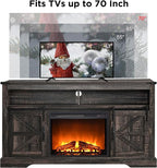 OKD Fireplace TV Stand for 65+ Inch TV, Rustic Media Console w/Sliding Barn - Image 5