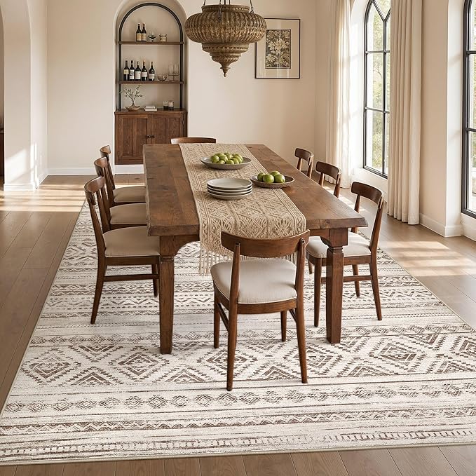cotiled Boho 7x9 Area Rug for Living Room: Large Moroccan Washable Rug | Stain - Image 6
