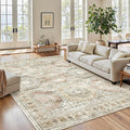 Soalmost 6x9 Area Rug for Living Room Washable Rugs Non-Slip Brown/Pink | by Soalmost