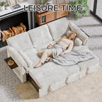 Convertible Sleeper Sofa Bed, 63 Inch Chenille Pull Out Couch - Image 6