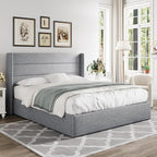 Allewie Queen Size Lift Up Storage Bed, Modern Wingback Headboard, Hydraulic - Image 8