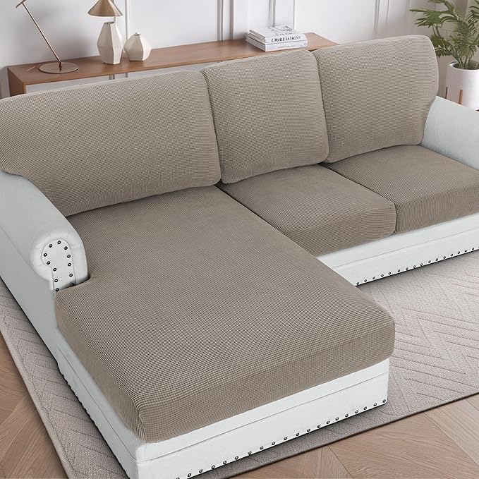 H.VERSAILTEX Sectional Couch Covers 3 Pieces Sofa Seat Cushion Covers L Shape by HVERSAILTEX