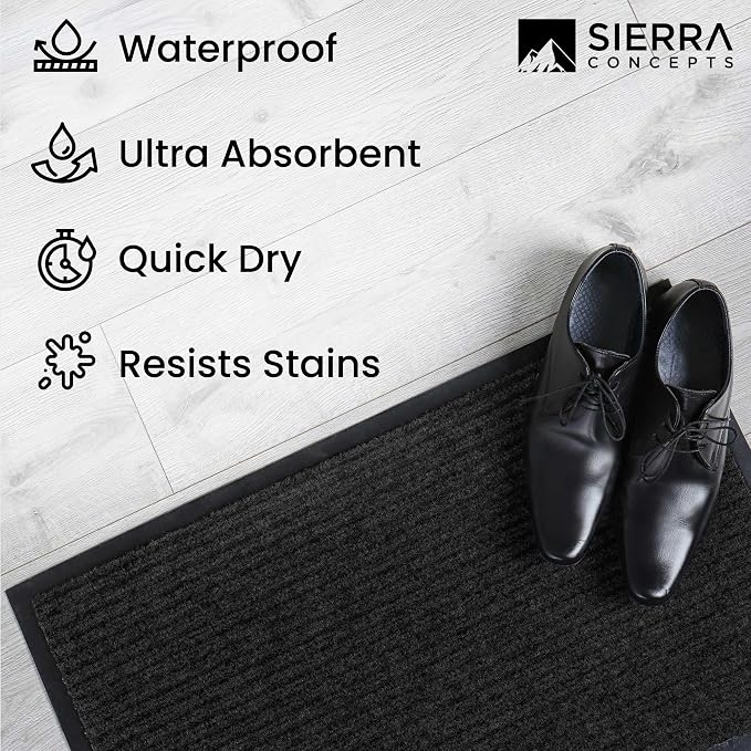 Front Door Mat, Indoor Outdoor Welcome Entryway Muddy Entrance, 36x24 Black | - Image 5