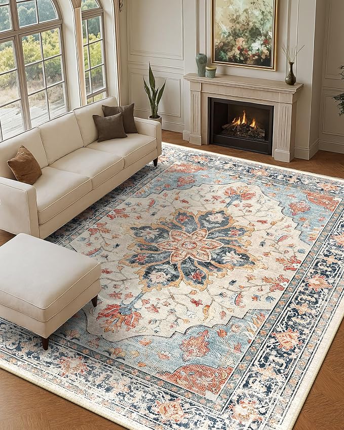 RELEANY Washable Area Rug, Large 9'x12', Water Repellent, Pet Friendly - Image 3