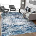 5x7 Area Rug Living Room: Modern Washable Indoor Soft Carpet Blue | - Image 3