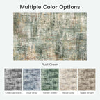 5x7 Area Rug for Living Room, Abstract Washable Non-Slip Rugs, Coffee/Green | - Image 7