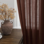 Rustic Brown Linen Curtains 90 Inch Long 2 Panels Set - Image 4