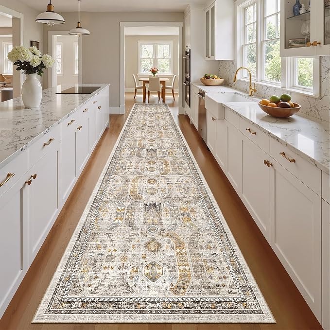 Madane Hallway Runner Rug 2'6''x14' Kitchen Runners Vintage, Stain-Resistant - Image 3