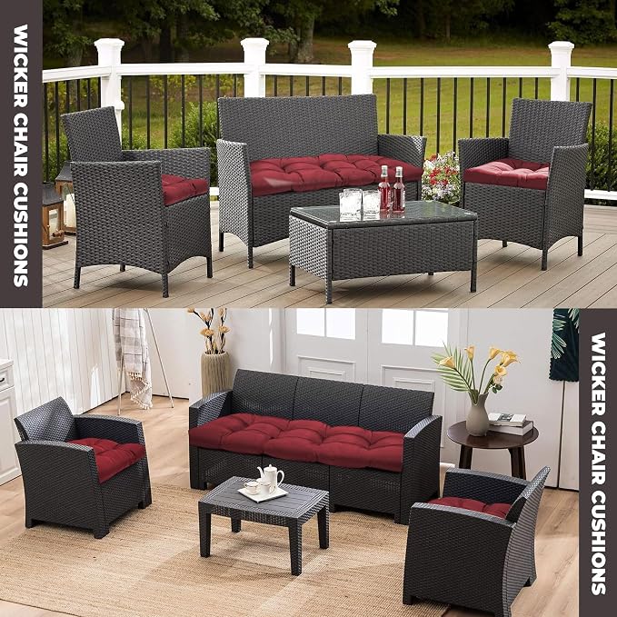 DANGHOOGY Wicker Chair Cushions, Waterproof Outdoor Loveseat Cushions - Image 5