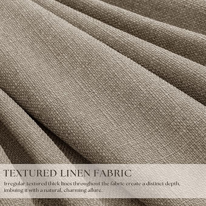 Dark Flax Pleated Blackout Burlap 126 Inch Long Linen Curtains | Pinch Pleat - Image 2