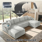 125 Inch Modular Sectional Sofa, Cloud Couch Oversized U Shaped Corduroy Sofa - Image 6
