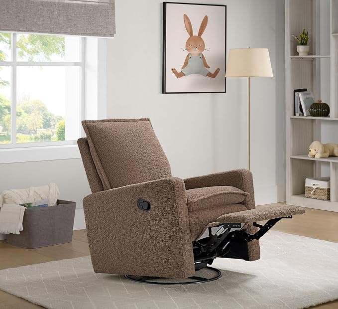 Oxford Baby Uptown Upholstered Glider Recliner Rocking Chair 360° Swivel - Image 5
