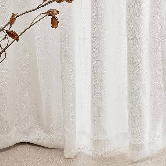 MYSKY HOME Natural Curtains 84 Inches Long, Semi Sheer Light Filtering Soft - Image 5