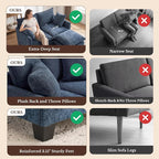 Loveseat Sofa with Ottoman, Cloud 3-Layer Cushion, Living Room, in a Box - Image 5