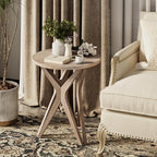 Pedestal Farmhouse End Table, Distressed Top - Image 6