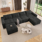 Vesgantti 145.6" Modular Boneless Couch, Modern U Shaped 6 Seater Sectional Sofa by Vesgantti