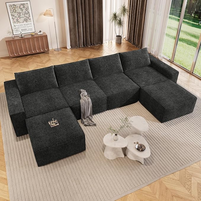 Vesgantti 145.6" Modular Boneless Couch, Modern U Shaped 6 Seater Sectional Sofa by Vesgantti