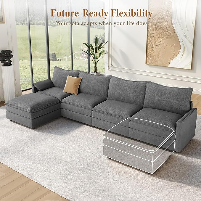 Vesgantti 142" Cloud Couch Sectional Modular Sofa, Comfy Sectional Couch - Image 8