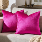 GIGIZAZA Hot Pink Velvet Pillow Covers 18x18 Decorative Pillows Pack of 2 | by GIGIZAZAFocusingonhomedecoration