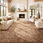 Ophanie 9x12 Brown and White Diamond Striped Rugs by Ophanie